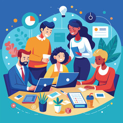 featuring a team illustration