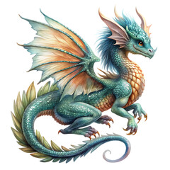 Obraz premium Fairytale dragon isolated on transparent background