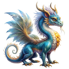 Fairytale dragon isolated on transparent background