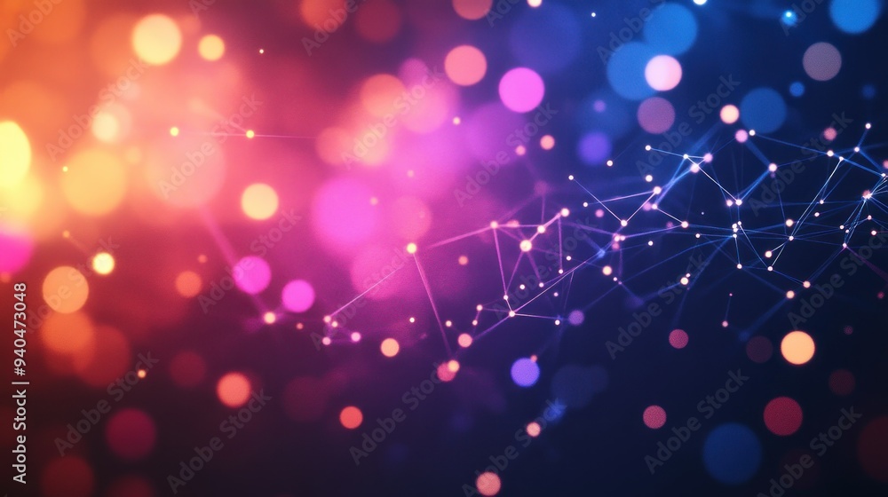 Poster abstract background with glowing lights and network pattern