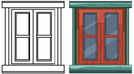 Fototapeta premium Colorful and Outline House Windows