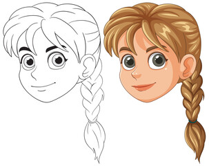 Girl with Braided Hair Illustration