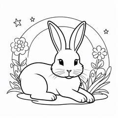 bunny with a flower Coloring Page