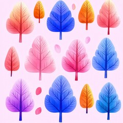 Obraz premium Colorful Trees with Pink Background