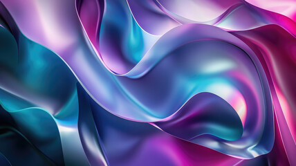 Obraz premium Abstract fluid organic waves with vibrant turquoise indigo and fuchsia