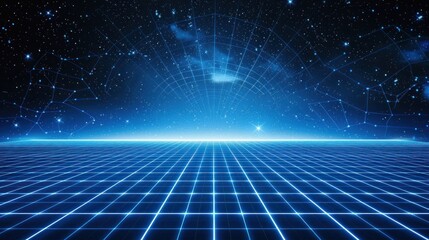 Cyberpunk Grid and Starry Night