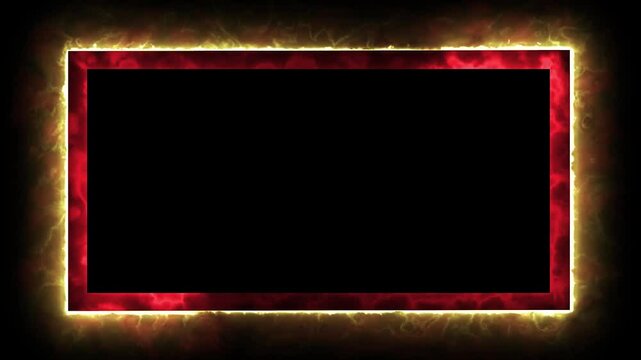 neon border frame, yellow red glowing border, rectangle, square, frame, black screen frame, border black screen, glowing frame, glowing border	
