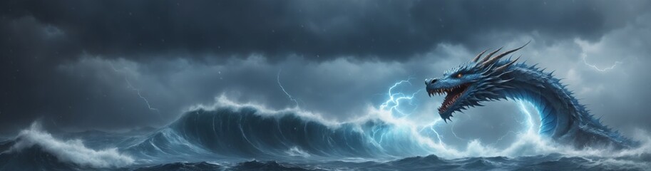 Dragon in Epic Battle: Illustration of Roaring Beast with Glowin