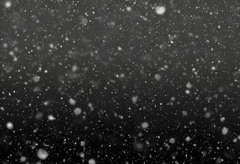 Detailed Snowfall Overlay Image Isolated on Black Background Perfect for Dynamic Visual Effects
