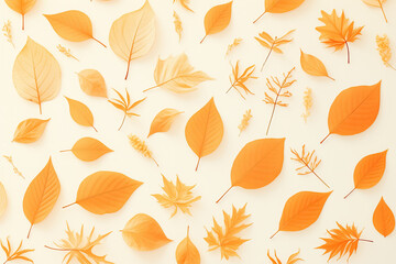 Obraz premium Vibrant fall leaves isolated on a warm background