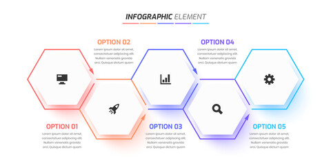 Infographic Design Presentation Business Infographic Template with 5 Option and Icon