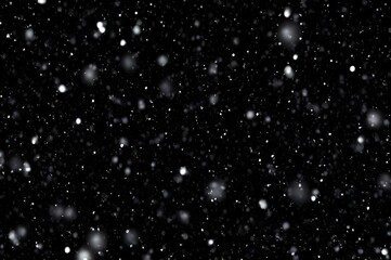 Obraz premium Detailed Snowfall Overlay Image Isolated on Black Background Perfect for Dynamic Visual Effects