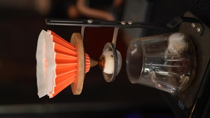 Barista brewing coffee, method pour over, drip coffee