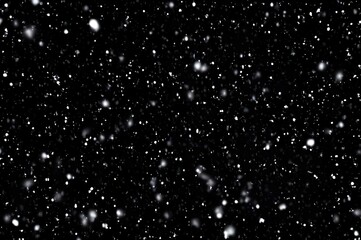 Detailed Snowfall Overlay Image Isolated on Black Background Perfect for Dynamic Visual Effects
