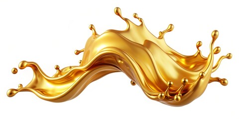 3D Render of a Golden Liquid Splash, 3D Render, Golden Liquid, Splash , liquid, gold, splash