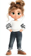 Delightful illustration of a toddler in stripes, exuding joy and whimsy through colorful, playful style.