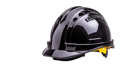 Fototapeta premium A sleek black hard hat designed for safety, perfect for construction workers and industrial environments.