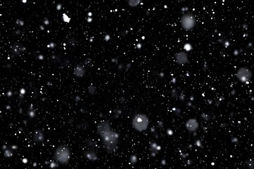 Detailed Snowfall Overlay Image Isolated on Black Background Perfect for Dynamic Visual Effects