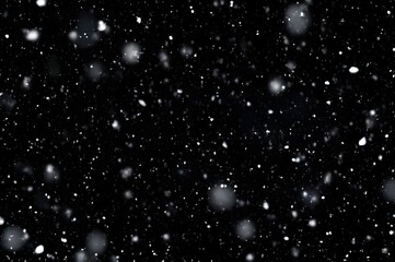 Detailed Snowfall Overlay Image Isolated on Black Background Perfect for Dynamic Visual Effects