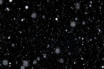 Detailed Snowfall Overlay Image Isolated on Black Background Perfect for Dynamic Visual Effects