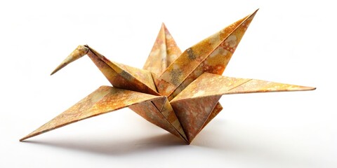 Fototapeta premium A Rusted Origami Crane, paper art, folded paper, crane, origami, japan, art