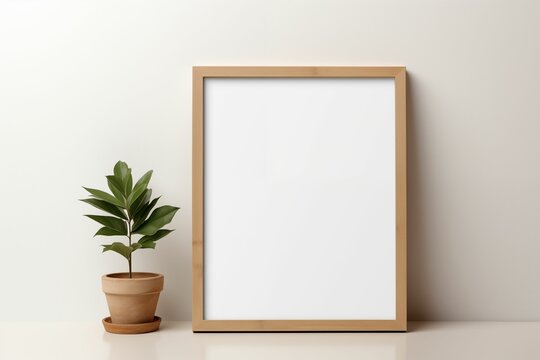 empty 8.5x11 frame mockup isolated on white wall. Generative ai