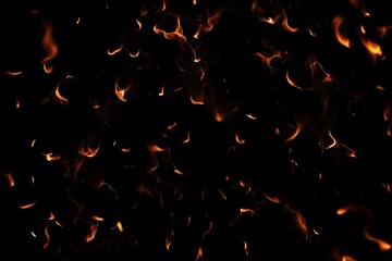 Intense Burning Fire Effect Overlay Image Isolated on Black Background