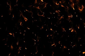 Intense Burning Fire Effect Overlay Image Isolated on Black Background