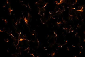Intense Burning Fire Effect Overlay Image Isolated on Black Background