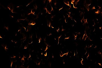 Intense Burning Fire Effect Overlay Image Isolated on Black Background