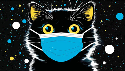 Fototapeta premium Cat with Face Mask and Eyes