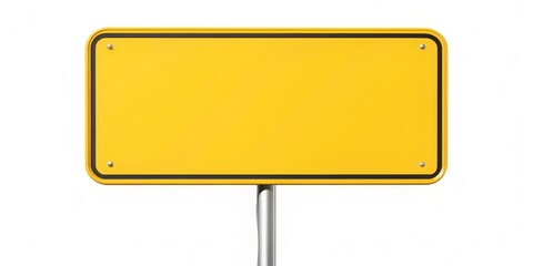 Blank Yellow Road Sign with Black Border, Isolated on White Background, Sign, Road, Blank