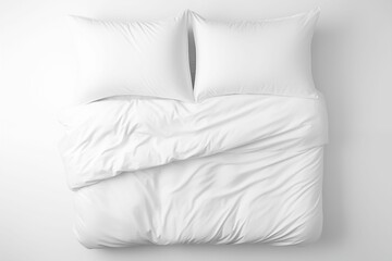 Obraz premium Top view of Modern bed isolated on white background. Generative ai