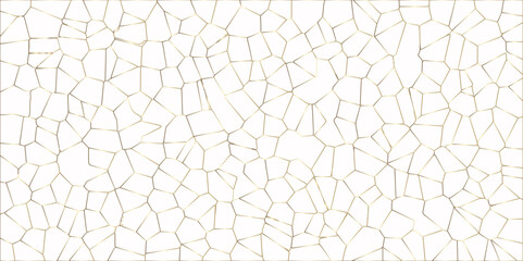 Beautiful white and gold crystallized polygon background. abstract light colorful stone tile pattern with shadow. modern wallpaper, trendy simple minimal geometric background abstract mosaic backd