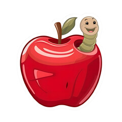 Obraz premium funny cartoon sticker illustration of apple