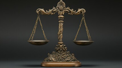 Ornate Bronze Scale with Hanging Pans