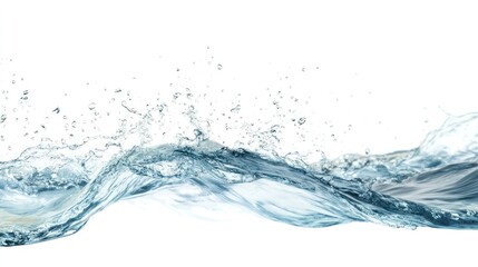 Water Wave with Air Bubbles Against a White Background
