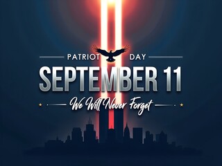 Patriot day design with New York skyline, September 11,