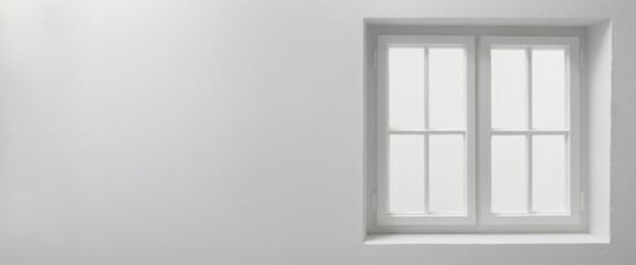 Fototapeta premium Minimalist white window with grid-like glass panes in rectangula