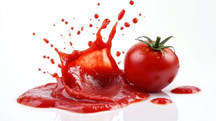Tomato Splatters Into A Pool of Ketchup