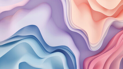 Obraz premium Soft pastel waves with gentle lilac blush and powder blue