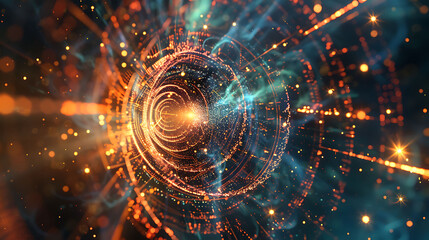 Obraz premium Detailed visualization of the Higgs boson field influencing the mass of particles in a highenergy experiment