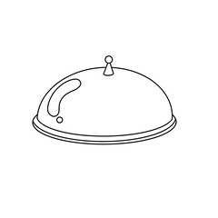 A white plate with a silver dome on top