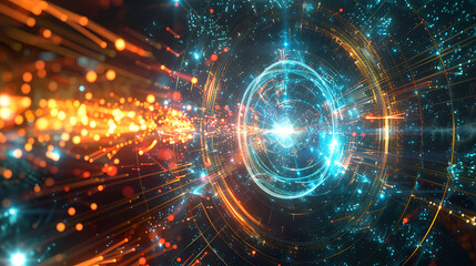 Obraz premium Detailed visualization of the Higgs boson field influencing the mass of particles in a highenergy experiment