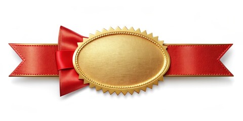 Golden Seal with Red Ribbon, Award, Badge, Recognition