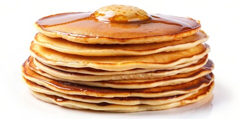 Golden Stack of Pancakes with Syrup, Breakfast, Food, Delicious