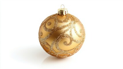 Golden Christmas Ornament with Swirled Glitter Design