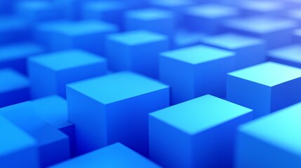 Obraz premium Abstract background with a field of blue 3D cubes, creating a dynamic and modern design. Perfect for technology, data, or design concepts.