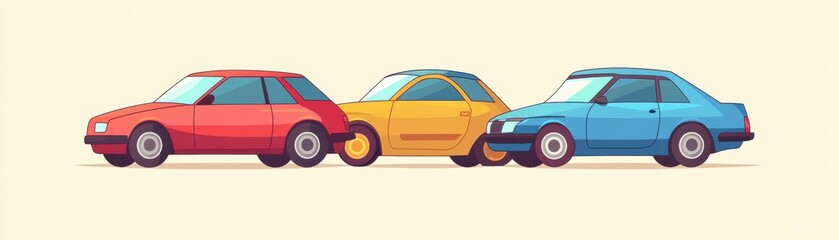 Obraz premium Auto loan interest flat design, side view, costly car finance theme, cartoon drawing, Triadic Color Scheme