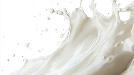 Milk Splash with Droplets on White Background
